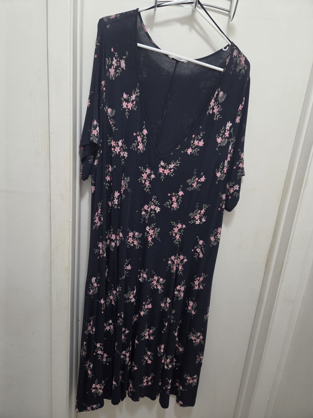 Penningtons Black Midi Dress with Pink Floral Print